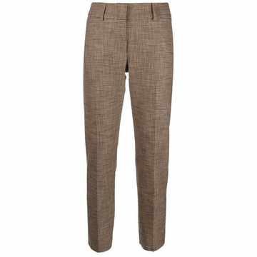 check-pattern cropped trousers