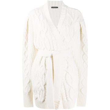 belted cable knit cardigan
