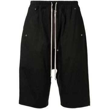 dropped-crotch knee-length shorts