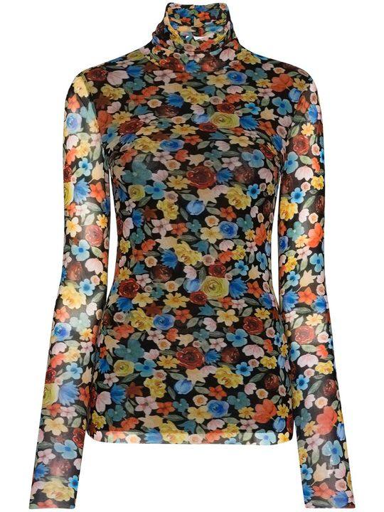 floral-print roll-neck top展示图