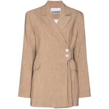 mélange-effect wrap-style blazer