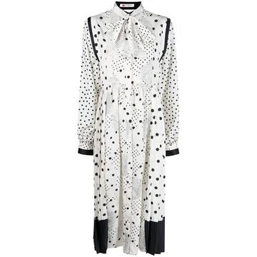 long-sleeve polka dot dress