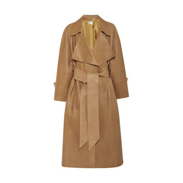 Au Belted Leather Wrap Coat