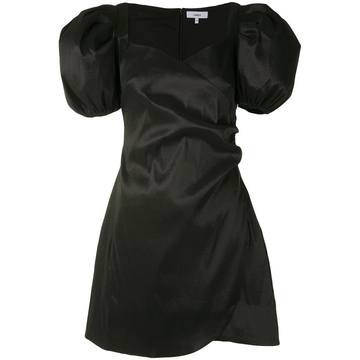 puff-sleeve satin mini-dress