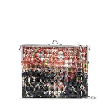 silver paisley printed mesh bag