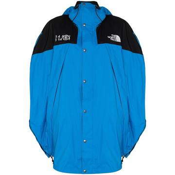 X The North Face blue and black oversized hooded coat