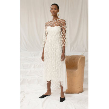 Des Mots Knitted With Point D'Esprit Midi Dress
