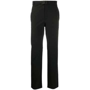 clip-buckle straight leg trousers