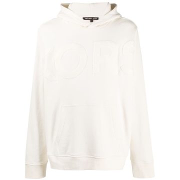 towelling-logo hooded sweatshirt