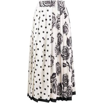 Longette printed pleated midi skirt