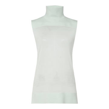 Sleeveless Sheer Wool Turtleneck Top