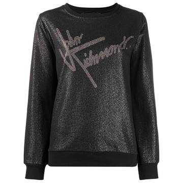 metallic logo print sweatshirt