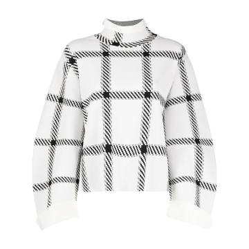 checked high-neck jumper