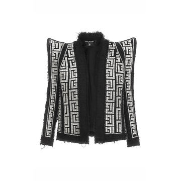 Collarless Embroidered Blazer