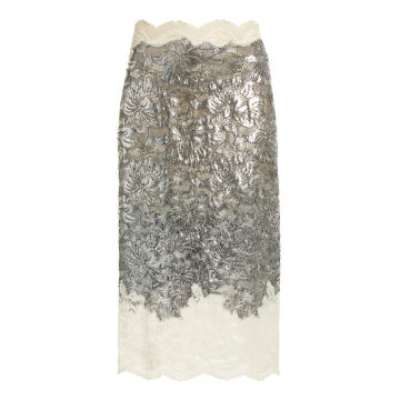 Coated Stretch Lace Penci Skirt