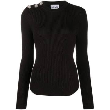 crystal-button ribbed jumper