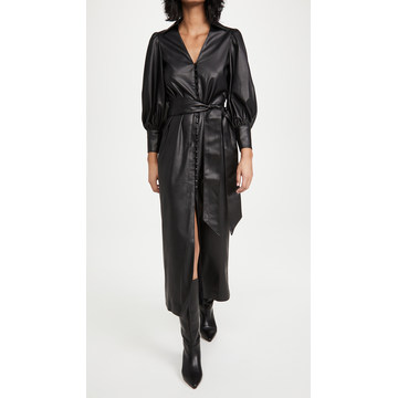 Zarita Vegan Leather Dress with Tie