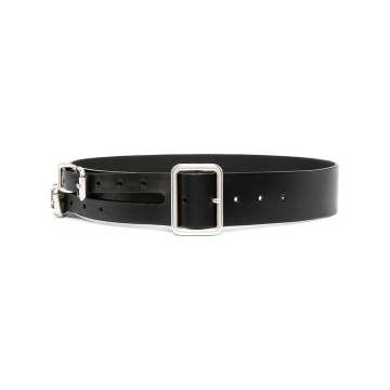 square buckle leather belt
