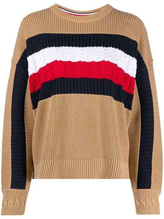 colour-block cable knit jumper展示图