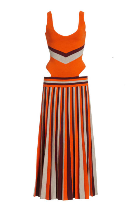 Stand Striped Merino Wool Knit Dress展示图