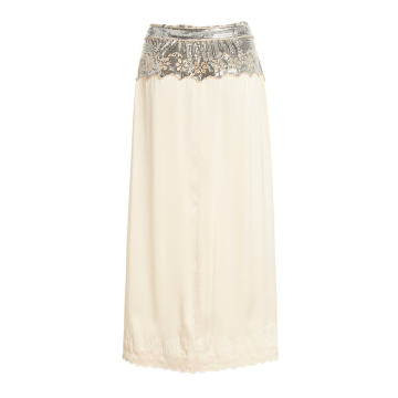 Embellished Mesh Midi Skirt