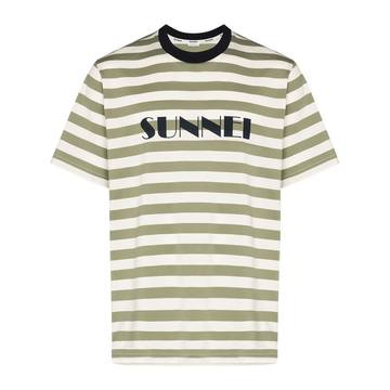 logo print striped cotton T-shirt