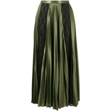 lace panelled pleated skirt