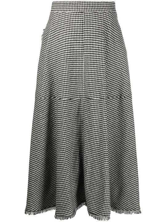 raw edge houndstooth wrap skirt展示图