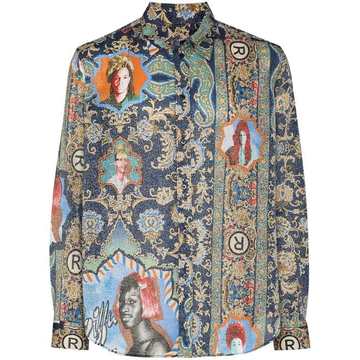 paisley face rug print shirt