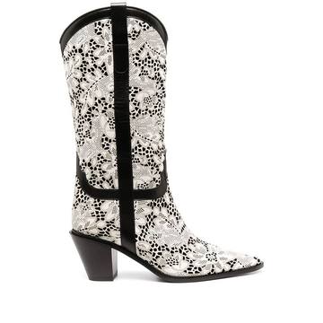 perforated floral boots