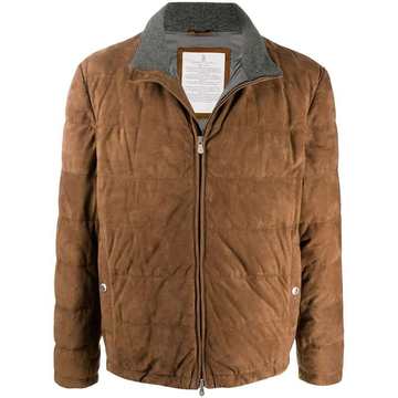 suede down-padded jacket