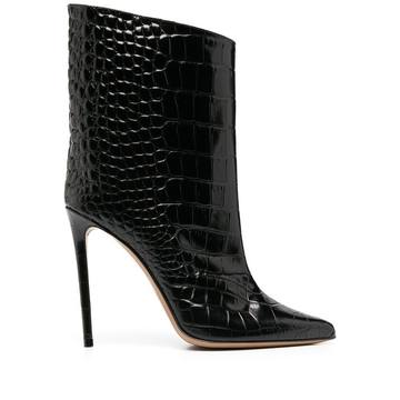 croc-effect stiletto boots