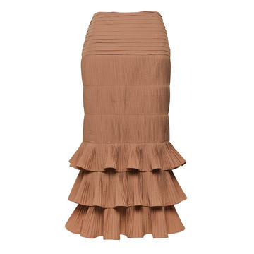 Canela Flavour Cotton-Plisse Midi Skirt