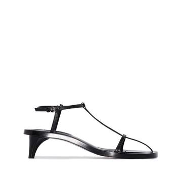 Black 45 leather T-bar strappy sandals