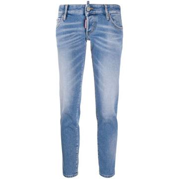 cropped faded jeans