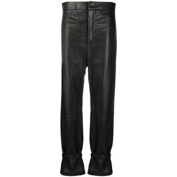 leather buckle ankle trousers