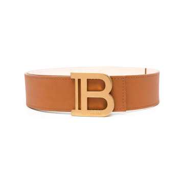 B logo扣环皮质腰带
