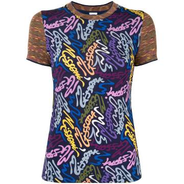 panelled graphic-print T-shirt