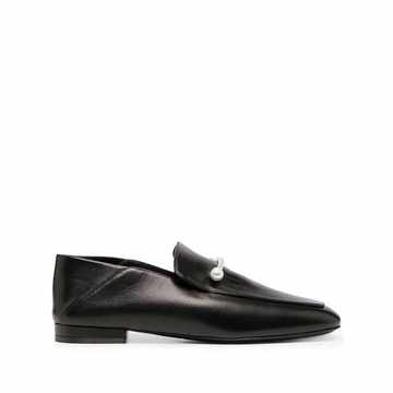 pearl bar leather loafers