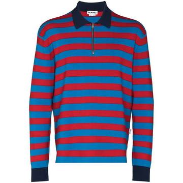 vertical-stripe long-sleeve polo shirt