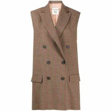 checked double-breasted waistcoat