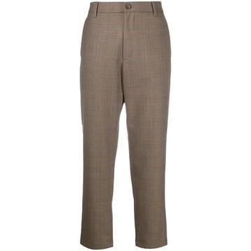 cropped check-print trousers