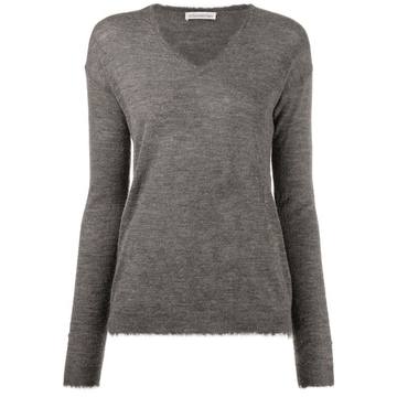 frayed V-neck jumper