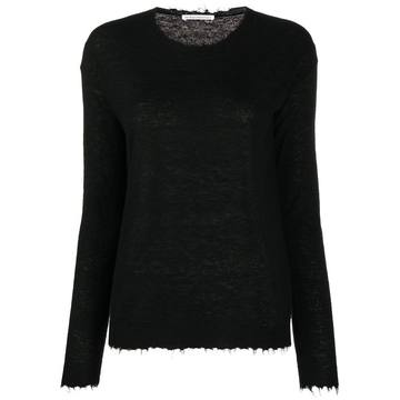 frayed crew-neck jumper