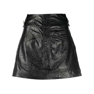 croc-effect mini skirt