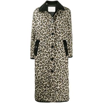 leopard print quilted coat