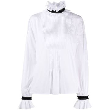 ruffled pleat-front blouse
