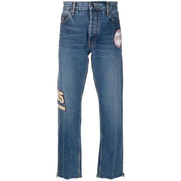 crest patch straight-leg jeans