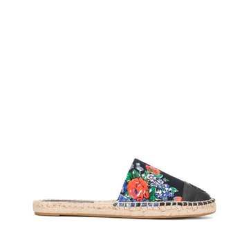 Color Block Flat Espadrille Slides