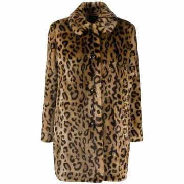 leopard-print faux-fur coat